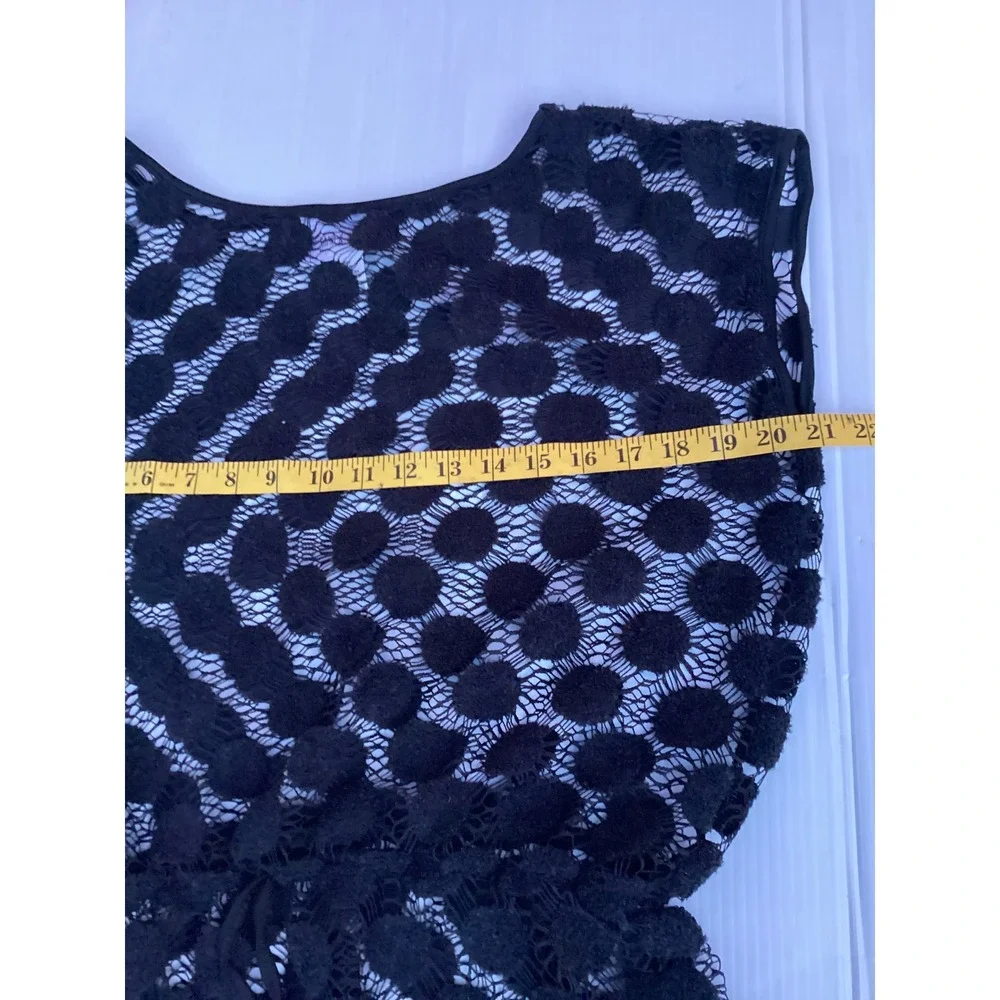 Sand‎ & Spirit Black Lace Polka Dot Swim Cover Up Dress XL Sleeveless Drawstring